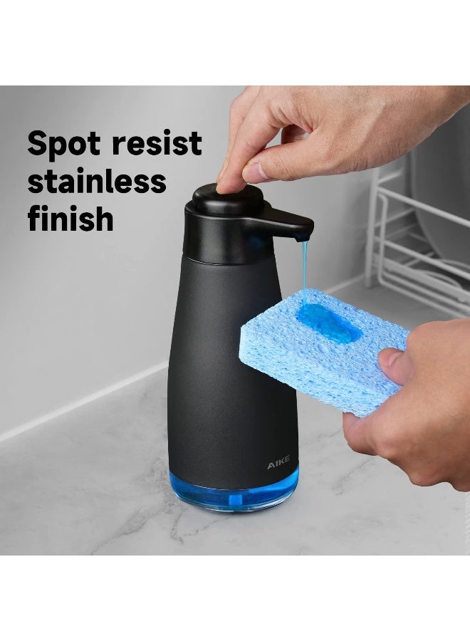 AIKE 15oz Soap Dispenser Manual Pump, Stainless Steel Washing up Liquid Dispenser for Kitchen Dish Matte Black - Image 2