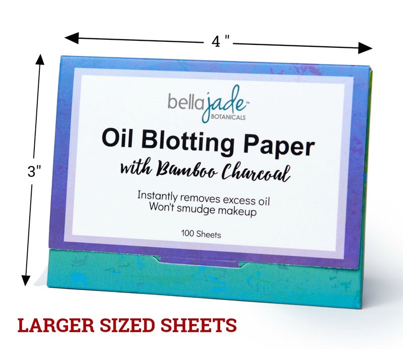 Bella Jade Oil Blotting Paper Sheets – Instantly Absorbs Excess Oil and Shine from Face without Smudging Makeup – Large size, 200 Tissues … (charcoal) - Image 3