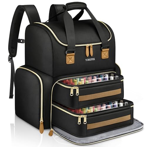 YOREPEK Extra Large Nail Polish Organizer Case Backpack Holds 96 to 100 Bottles15ml05 floz UV Nail LampNail Organizers and Storage with 2 Removable Pouches Fits Nail StuffGifts for Manicurist - Image 1