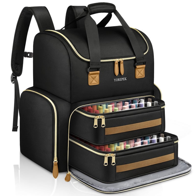 YOREPEK Extra Large Nail Polish Organizer Case Backpack Holds 96 to 100 Bottles15ml05 floz UV Nail LampNail Organizers and Storage with 2 Removable Pouches Fits Nail StuffGifts for Manicurist - Image 2