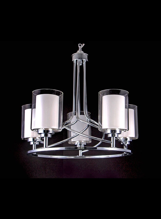 SPOLUX Modern Lighting, Chandelier, Light, Silver Color, 110x54x50 cm, Fancy metal & glass chandelier, Suitable for bedroom and living room, Two layer glass - Image 1