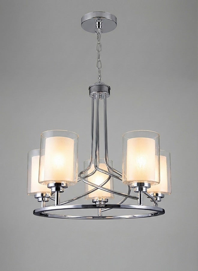 SPOLUX Modern Lighting, Chandelier, Light, Silver Color, 110x54x50 cm, Fancy metal & glass chandelier, Suitable for bedroom and living room, Two layer glass - Image 3