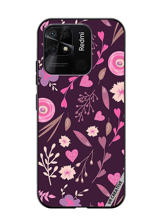 VR CREATIVE Protective Case Cover For Xiaomi Redmi 10C Purple Floral Design Multicolour - Image 1