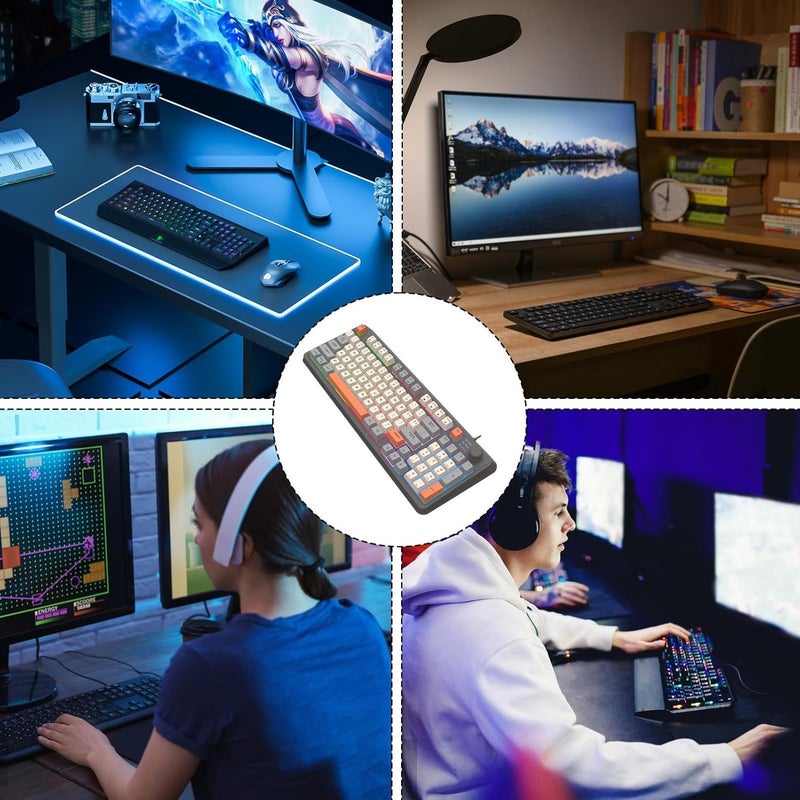 ويندفورج كرافت لوحة مفاتيح ألعاب سلكية بإضاءة خلفية | لوحة مفاتيح ميكانيكية بإضاءة خلفية 94 مفتاحًا | لوحة مفاتيح K82 سلكية ثلاثية الألوان مضيئة، لوحة مفاتيح كمبيوتر بإضاءة خلفية لأجهزة الكمبيوتر المكتبية من بوراتو - Image 3