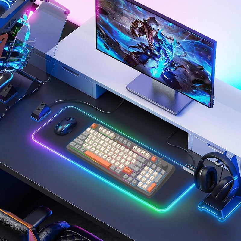 ويندفورج كرافت لوحة مفاتيح ألعاب سلكية بإضاءة خلفية | لوحة مفاتيح ميكانيكية بإضاءة خلفية 94 مفتاحًا | لوحة مفاتيح K82 سلكية ثلاثية الألوان مضيئة، لوحة مفاتيح كمبيوتر بإضاءة خلفية لأجهزة الكمبيوتر المكتبية من بوراتو - Image 2