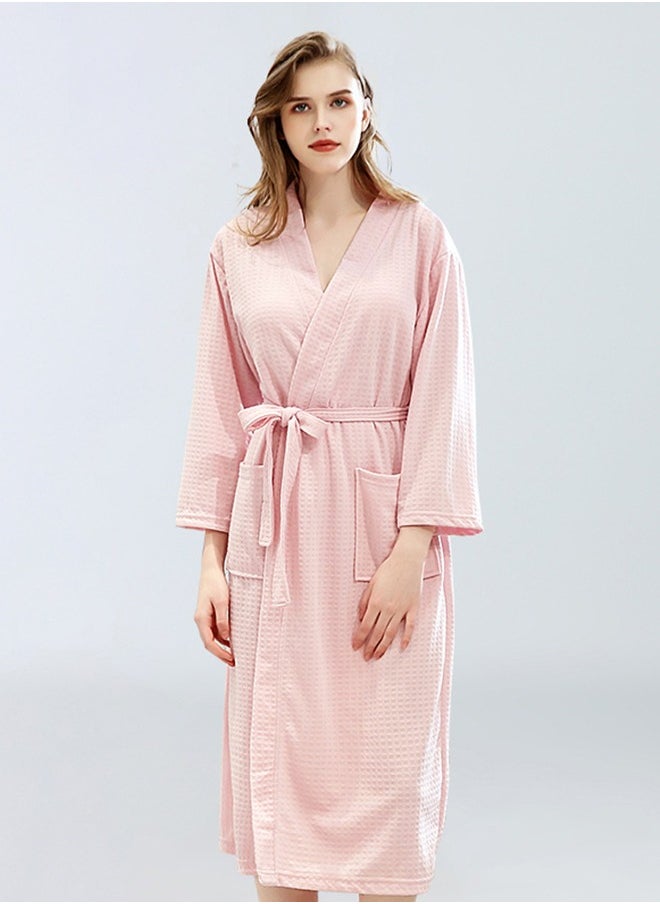 كيلا رداء حمام نسائي من نسيج وافل خفيف الوزن كيمونو حمام سبا نسائي خفيف الوزن، مقاس M/ L/XL （وردي）  - Image 1