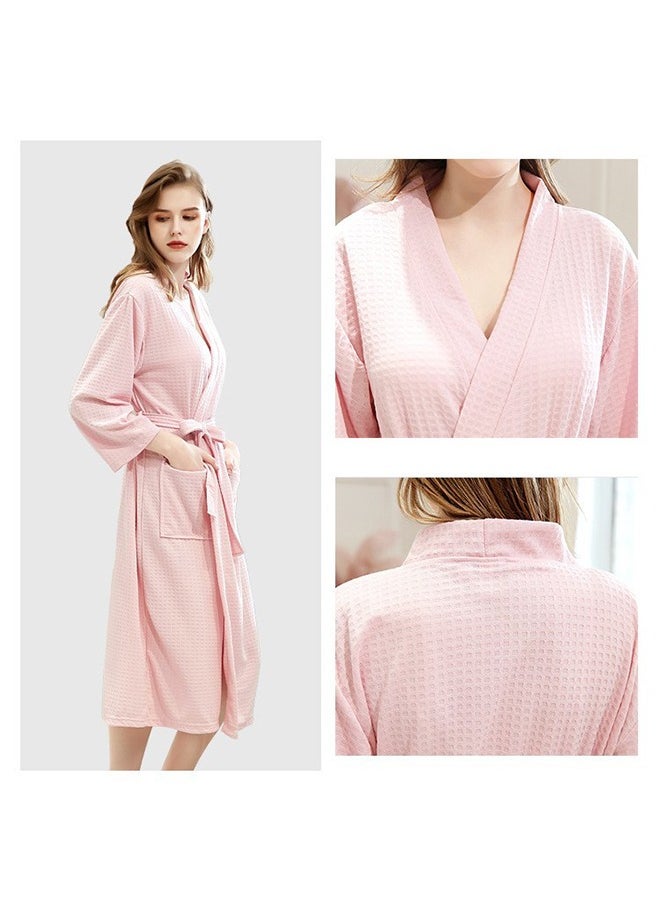 كيلا رداء حمام نسائي من نسيج وافل خفيف الوزن كيمونو حمام سبا نسائي خفيف الوزن، مقاس M/ L/XL （وردي）  - Image 4