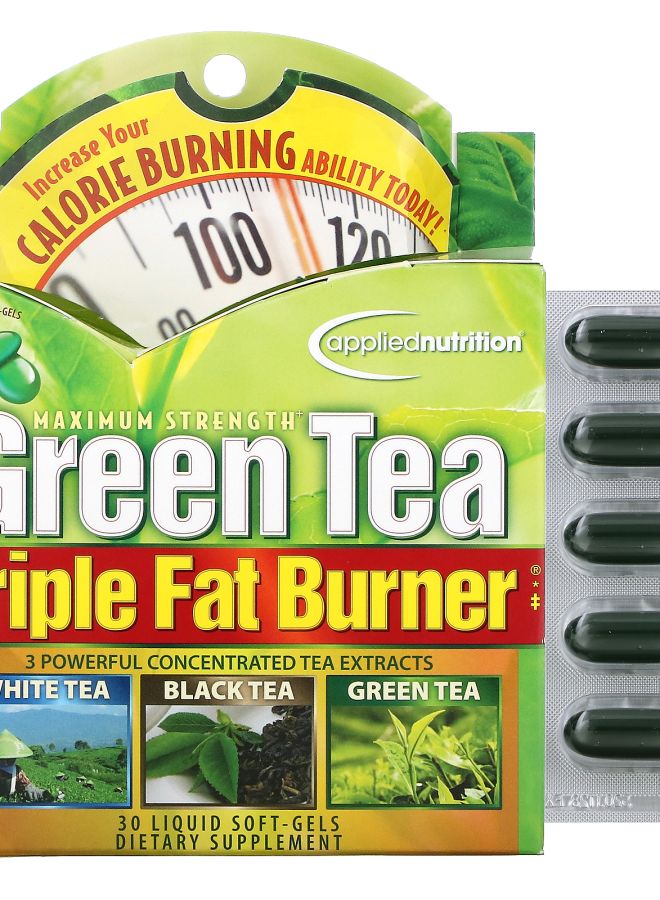 Applied Nutrition شاي أخضر ثلاثي لحرق الدهون 30 كبسولة سائلة