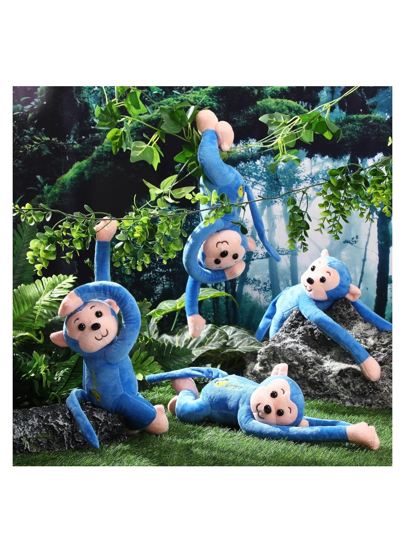 Adorable 4-Pack Hanging Monkey Plush Toys with Hook and Loop Fasteners, 23-Inch Large Stuffed Animals for Adults, Perfect Gifts and Home Decor (Blue)  - Image 3