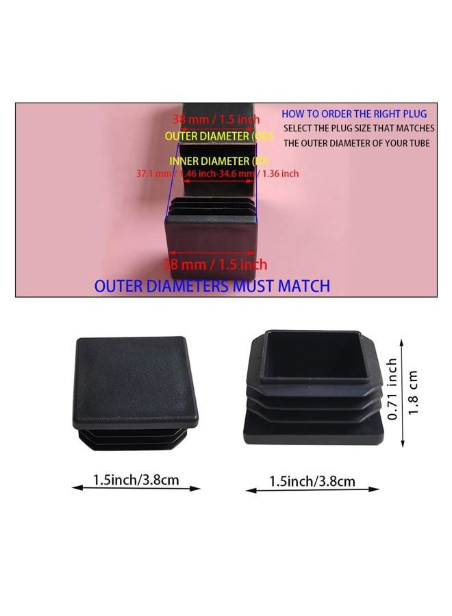 ZYYC 4 Pack 1.5 Inch Square Tube End Cap Plastic Plugs, 1.5"x1.5" Square Tubing Plug, Tube End CapsTubing Post End Cap Suitable for Square Tube Square Plastic Plug, Tubing Post End Cap Square Tubing - Image 2