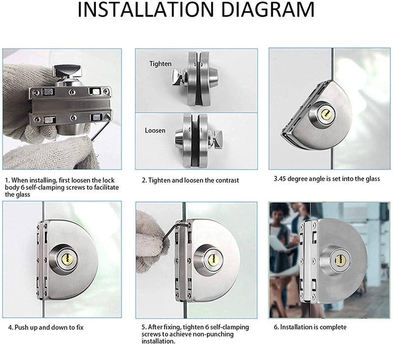 Volo Glass Door Lock | one Side Key, one Side knob, Stainless-Steel (Glass to Glass Door Lock) - Silver - Image 3