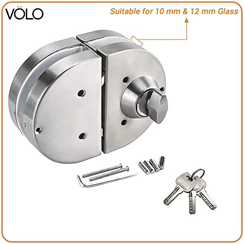 Volo Glass Door Lock | one Side Key, one Side knob, Stainless-Steel (Glass to Glass Door Lock) - Silver - Image 4