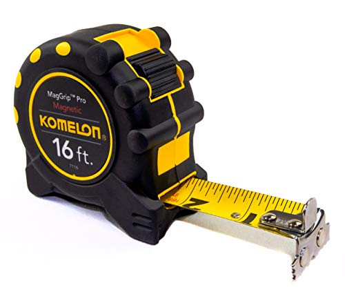 Komelon 7116; 16' x 1" Magnetic MagGrip Pro Tape Measure, Yellow/Black, 16ft - Blade - Image 1