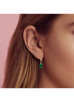 EVEVIC Austrian Crystal Teardrop Leverback Dangle Earrings for Women Fashion 14K Gold Plated Hypoallergenic Jewelry (Emerald)  - Image 2