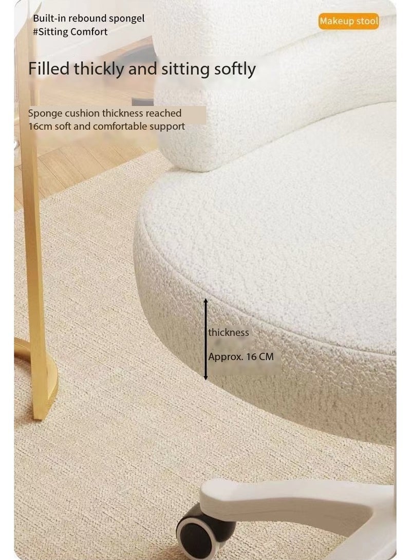 DUSALA Modern Vanity Chair with Curved Back, Height Adjustable Swivel Makeup Chair, Barrel Armchair Upholstered for Vanity Living Room Bedroom(White) - Image 2