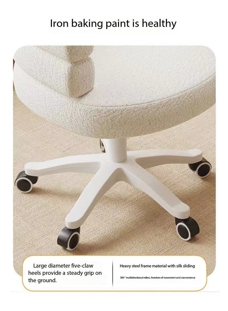 DUSALA Modern Vanity Chair with Curved Back, Height Adjustable Swivel Makeup Chair, Barrel Armchair Upholstered for Vanity Living Room Bedroom(White) - Image 4