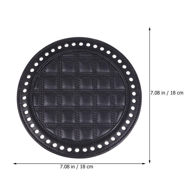 1PC 18CM Artificial Leather Bag Base Round Bag Bottom Base Board Bag Making Bottom Plate DIY Woven Bag Material Sturdy DIY Bag Accessory for Bag Making Use (Black) - Image 2