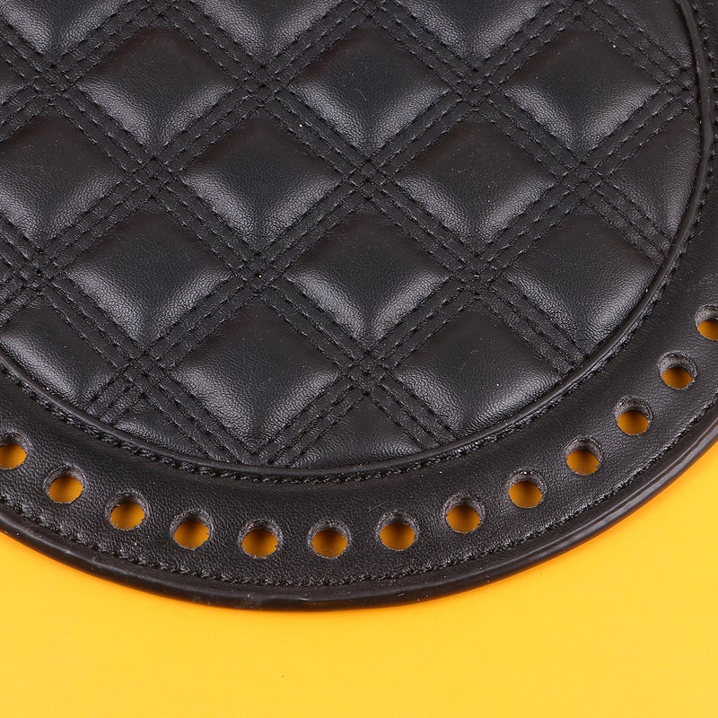1PC 18CM Artificial Leather Bag Base Round Bag Bottom Base Board Bag Making Bottom Plate DIY Woven Bag Material Sturdy DIY Bag Accessory for Bag Making Use (Black) - Image 4