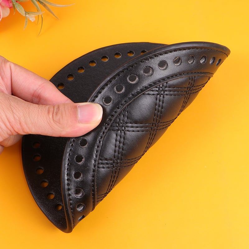 1PC 18CM Artificial Leather Bag Base Round Bag Bottom Base Board Bag Making Bottom Plate DIY Woven Bag Material Sturdy DIY Bag Accessory for Bag Making Use (Black) - Image 5
