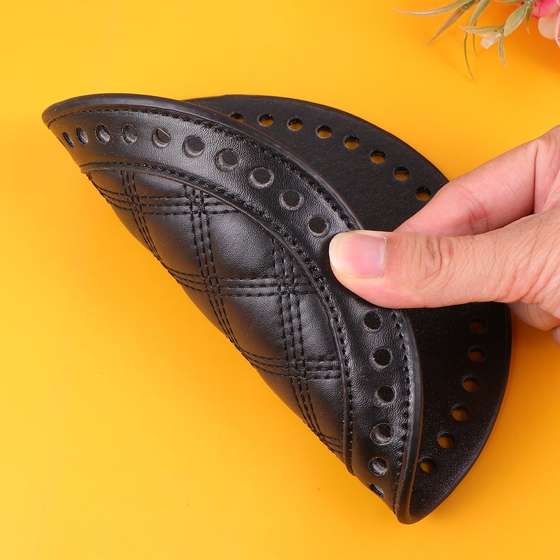 1PC 18CM Artificial Leather Bag Base Round Bag Bottom Base Board Bag Making Bottom Plate DIY Woven Bag Material Sturdy DIY Bag Accessory for Bag Making Use (Black) - Image 1