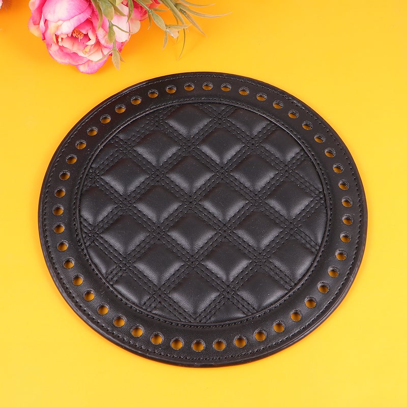 1PC 18CM Artificial Leather Bag Base Round Bag Bottom Base Board Bag Making Bottom Plate DIY Woven Bag Material Sturdy DIY Bag Accessory for Bag Making Use (Black) - Image 3