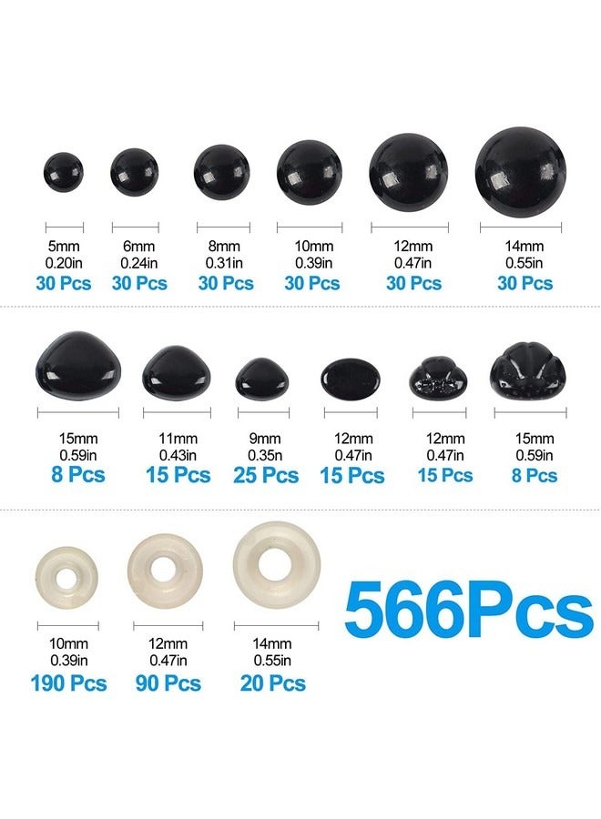 بيوينتي عيون وأنوف آمنة لأميجورومي، عيون محشوة بالكروشيه مع غسالات، عيون وأنف دمية حرفية للدببة، لعبة كروشيه، دمية محشوة وحيوان محشو، أحجام مختلفة، 566 قطعة - Image 4