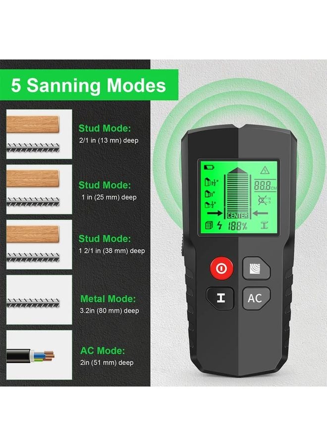 Black 5 In 1 Multifunctional Wall Scanner With LCD Display AC Cable And Metal Locator - Image 2