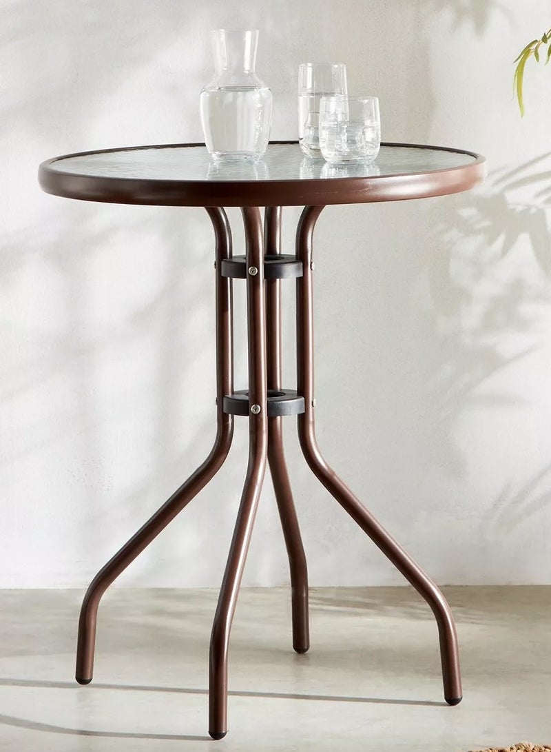 DubaiGallery Patio Bistro Round Metal Glass Table,Dining Table with Glass Table Top Metal Coffee Table for Lawn Garden Pool Steel Frame Commercial Party Table  - Image 4