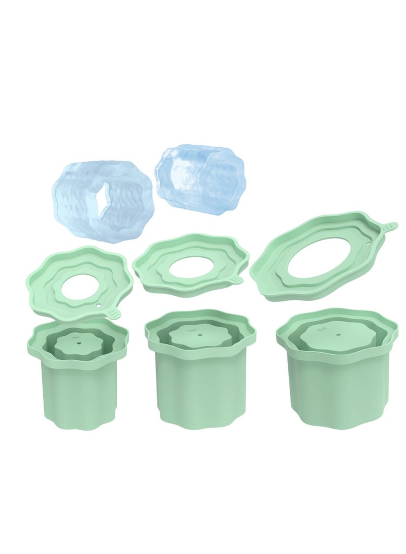 Excefore Tumbler Ice Mold, 3pcs Silicone Ice Cube Mold with Lid, Whiskey Ice Ball Mold for Ice Drinks, Juice, Chilling Cocktails, and Whiskey - Image 1