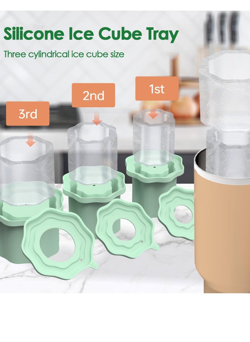 Excefore Tumbler Ice Mold, 3pcs Silicone Ice Cube Mold with Lid, Whiskey Ice Ball Mold for Ice Drinks, Juice, Chilling Cocktails, and Whiskey - Image 4