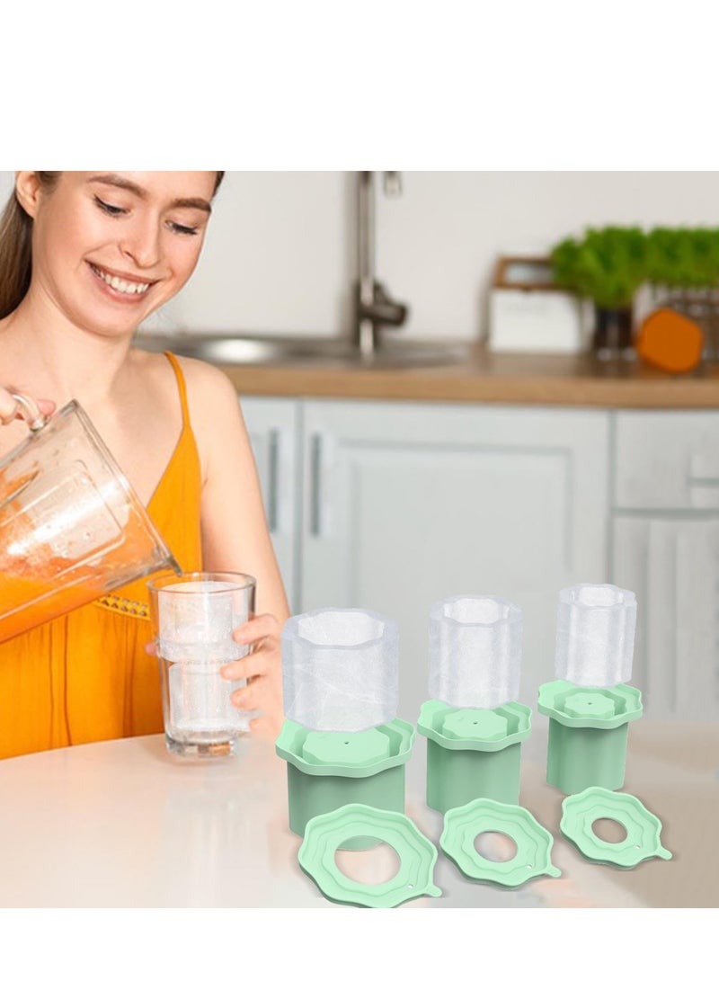 Excefore Tumbler Ice Mold, 3pcs Silicone Ice Cube Mold with Lid, Whiskey Ice Ball Mold for Ice Drinks, Juice, Chilling Cocktails, and Whiskey - Image 2