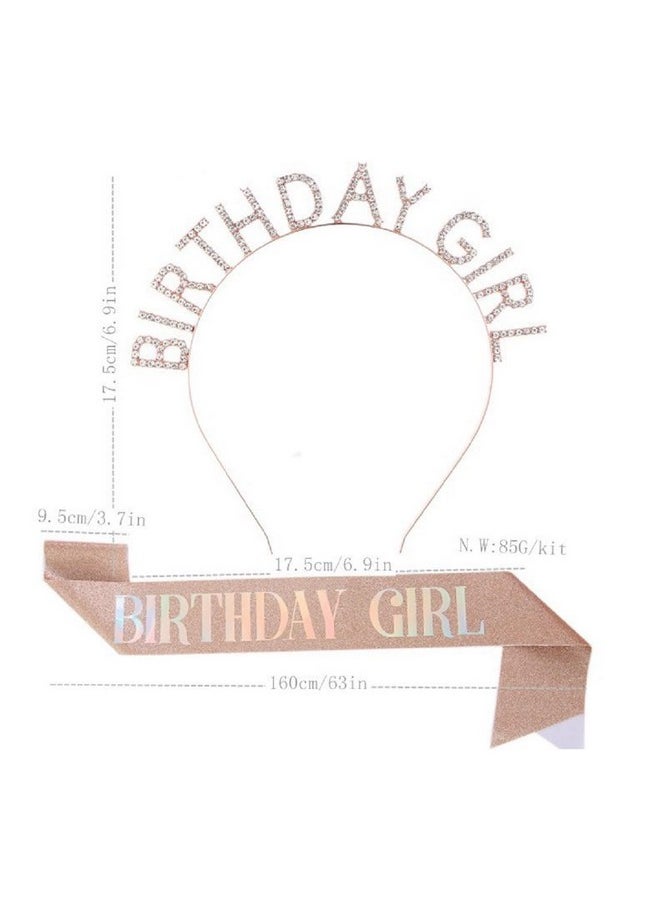 Ali Pearl Ali Pearl Birthday Crowns for Women, Rose Gold Birthday Girl Sash & Birthday Tiara for Women Set, Glitter Headband Birthday Gifts for Women, Sweet Happy Birthday Decorations For Women  - Image 4