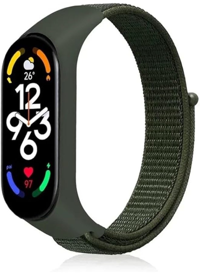 حزام نايلون لساعة Xiaomi Mi Band 3/4/5/6/7، حزام معصم رياضي لساعة Xiaomi Smart Band 3/4/5/6/7، ملحقات بديلة لساعة Xiaomi (أخضر)
