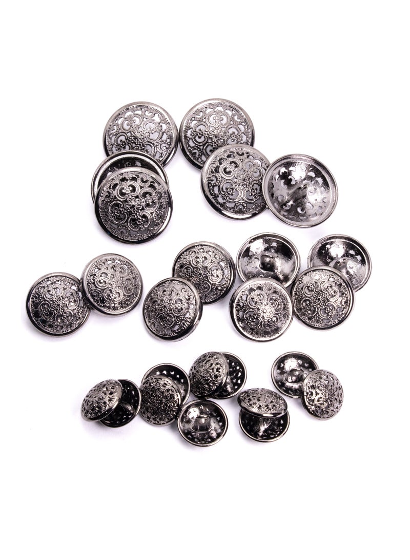 26pcs 3 sizes Round Shape Sewing Metal Button. (Black Color)  - Image 1