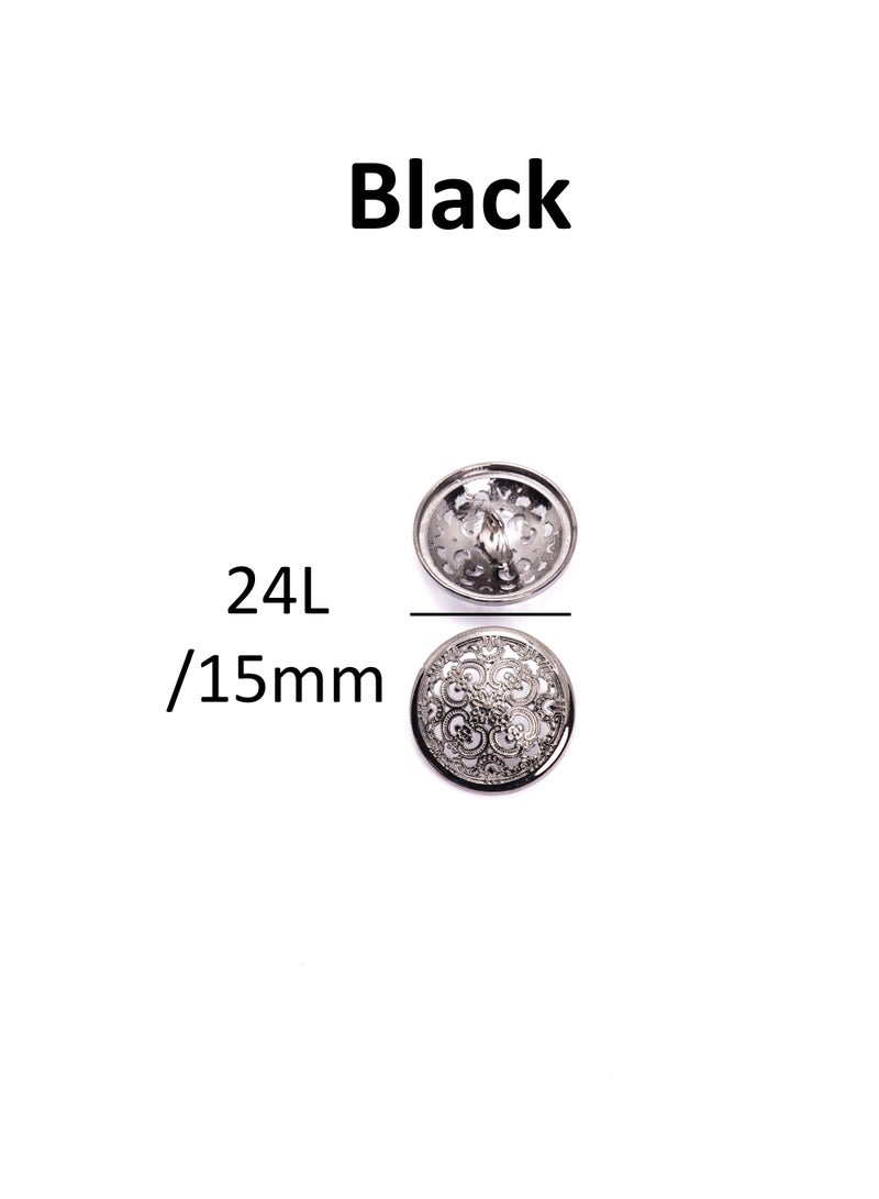 26pcs 3 sizes Round Shape Sewing Metal Button. (Black Color)  - Image 3