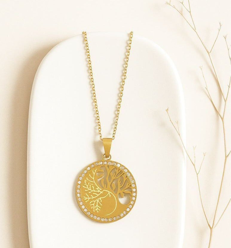A women's gold-plated stainless steel necklace, distinctive in design, elegant and of high quality. - Image 1