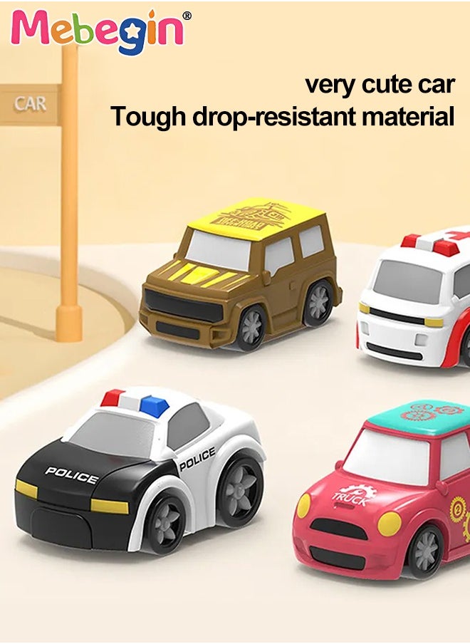 MEBEGIN - Electric Steering Wheel Garage Toy Set with Music Car Vehicle Building Parking Lot Race Tracks for Kids with 4 Random Cars City Traffic Track Cars for Preschool Gifts - Image 1