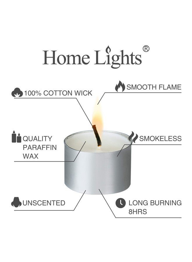 Home Lights HomeLights Tealight Candles - 8 Hour Long time Burning, Giant 100,200,300 Packs -White Votive Smokeless European Tea Light Unscented Candles for Shabbat, Weddings, Christmas,Home Decorative -200 Pack  - Image 3