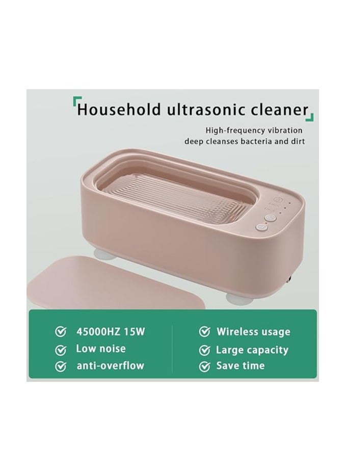 AROAQ Ultrasonic Jewelry Cleaner Machine Portable Professional Jewelry Cleaner Box for All Women's Jewelry Gold Silver Eyeglasses Watches Rings Denture Cleaning, Beige - Image 4