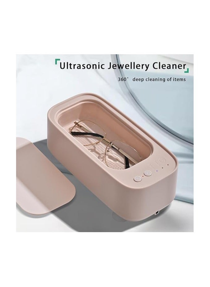 AROAQ Ultrasonic Jewelry Cleaner Machine Portable Professional Jewelry Cleaner Box for All Women's Jewelry Gold Silver Eyeglasses Watches Rings Denture Cleaning, Beige - Image 5
