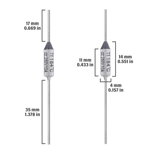 ALLECIN 10PCS 184 Degrees Celsius Thermal Fuse 10A 250V AEC184E Temperature Fuses Cutoffs 10Amp 250Volt 184℃ Fusible - Image 2
