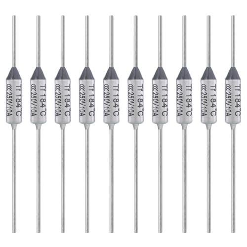ALLECIN 10PCS 184 Degrees Celsius Thermal Fuse 10A 250V AEC184E Temperature Fuses Cutoffs 10Amp 250Volt 184℃ Fusible - Image 1