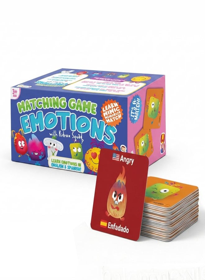Kidrox Emotions Matching Game - Bilingual Memory Card Game in English & Spanish for Kids Ages 3+ | Learn & Mimic Emotions with Kidrox Squad | Premium Magnetic Box | 40 Tiles - Image 1