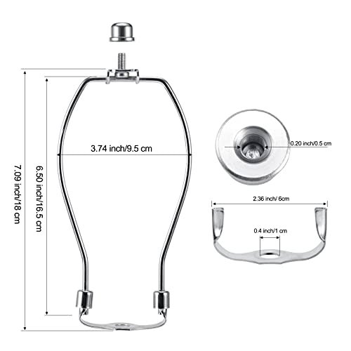 saangseon 7 Inch Nickel Lamp Harp Holder with Finial and Detachable Saddle Base, Light Duty, Saangseon Set of 2 DIY Lighting Accessories Horn Frame Lamp Shade Brackets - Image 2