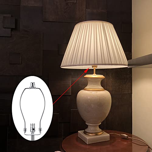 saangseon 7 Inch Nickel Lamp Harp Holder with Finial and Detachable Saddle Base, Light Duty, Saangseon Set of 2 DIY Lighting Accessories Horn Frame Lamp Shade Brackets - Image 5