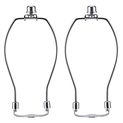 saangseon 7 Inch Nickel Lamp Harp Holder with Finial and Detachable Saddle Base, Light Duty, Saangseon Set of 2 DIY Lighting Accessories Horn Frame Lamp Shade Brackets - Image 1