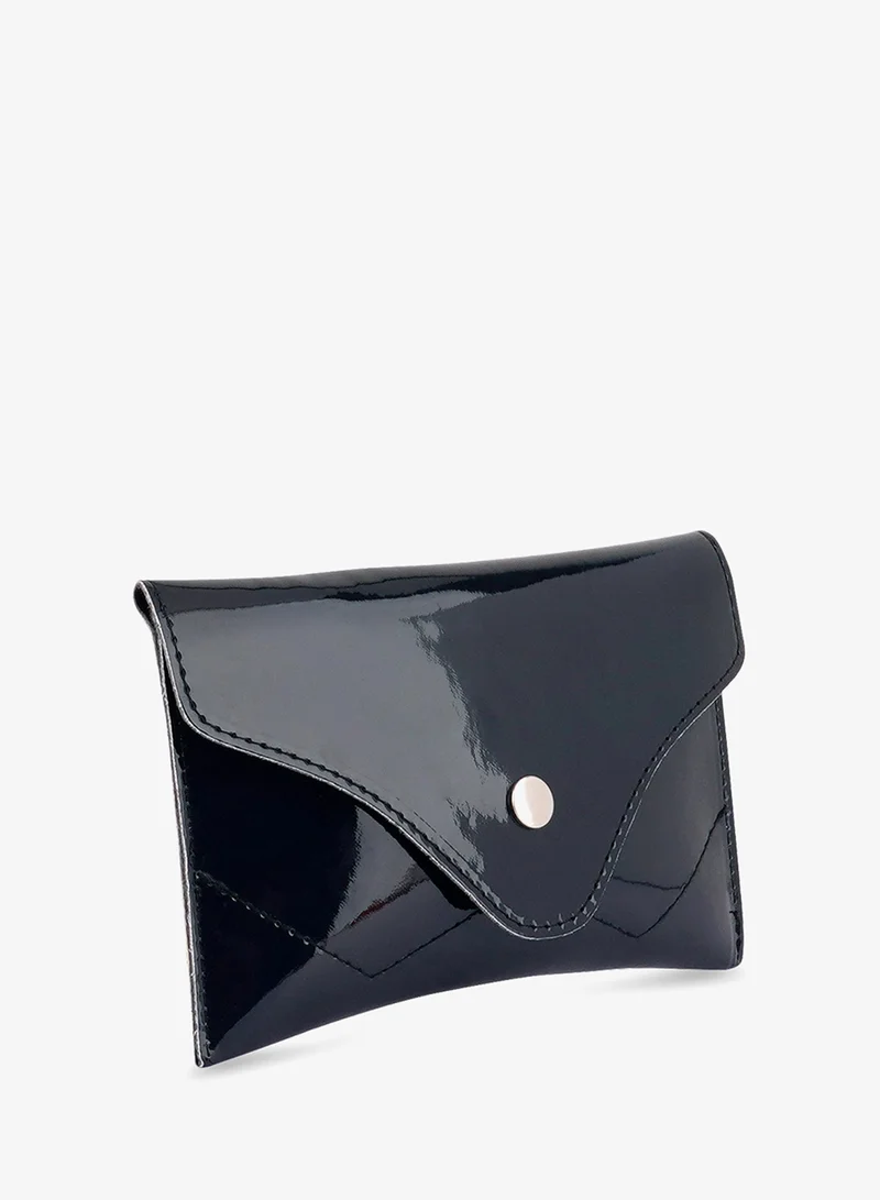 London Rag Black Patent Shiny Strap Up Bag