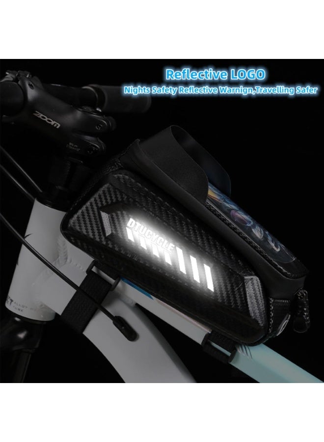 DIOTTI Waterproof Bike Frame Bag with Phone Holder, Top Tube Handlebar Bag with Sun Visor & Sensitive Touch Screen, Fits Smartphones Under 7", Large Capacity Cycling Accessories - Image 4