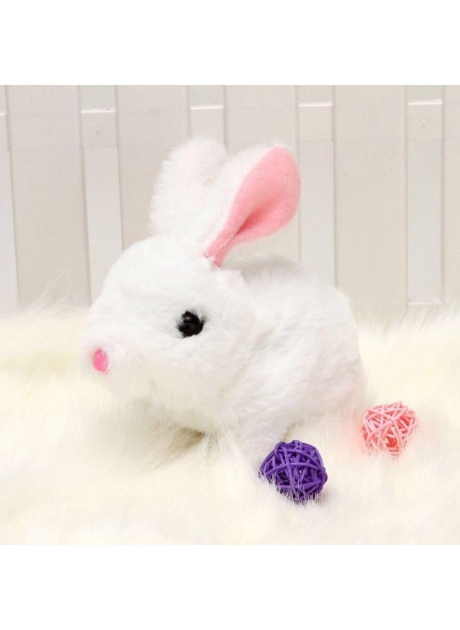 Simulation Rabbit Electric Plush Rabbit Toy Children Will Call The Baby Pet Jump White Rabbit Birthday Gift-Color:white Rabbit-Specifications:Battery Package (send Screwdriver)  - Image 1