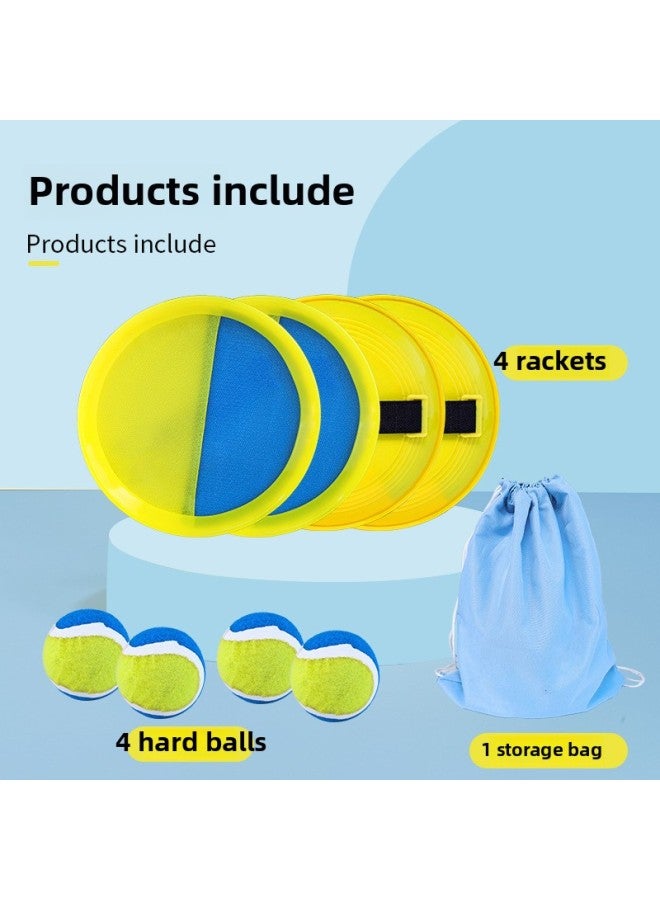 Production And Supply Of Parent-child Interactive Outdoor Beach Game Toys Sticky Ball Beat 2 Beat 1 Ball Direct Order,-Specifications:Yellow Racket [blue + Yellow] 4 Shots, 4 Yellow + Blue Hard Balls, Oxford Cloth Storage Bag Packaging - Image 3